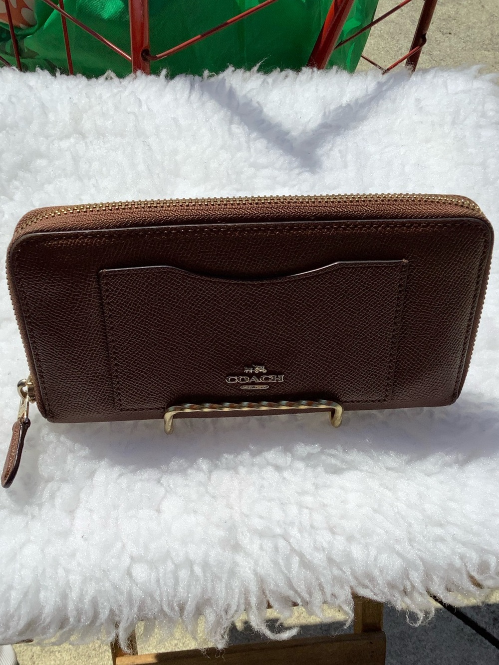 Coach Brown Leather Zip-Around Woman’s Wallet with Exterior Card Pocket